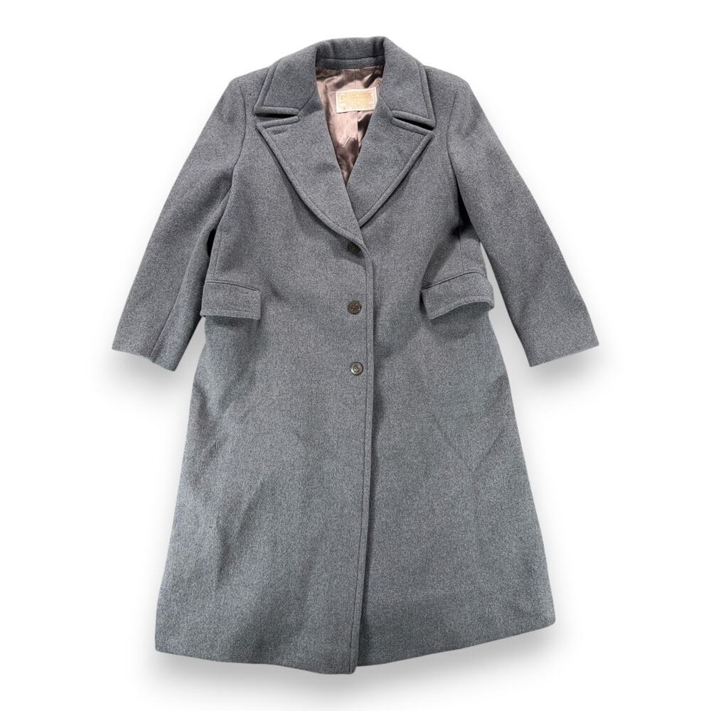 Vintage Pendleton Coat Womens LARGE Gray Virgin Wool Maxi Belted Topcoat USA 70s